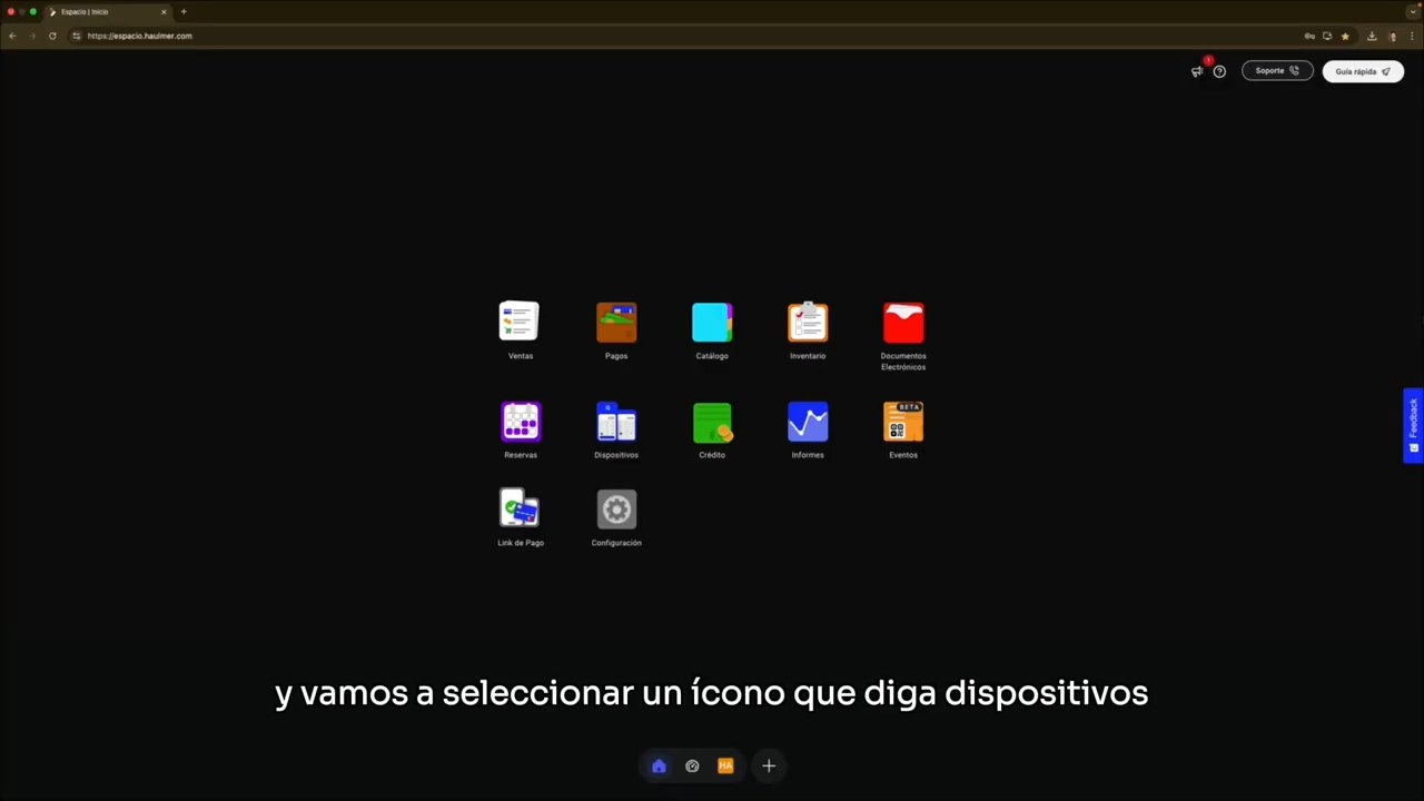 Selección del icono de Dispositivos en el espacio de trabajo