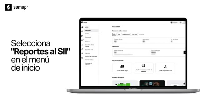 Selección de la opción Reportes al SII en el menú principal