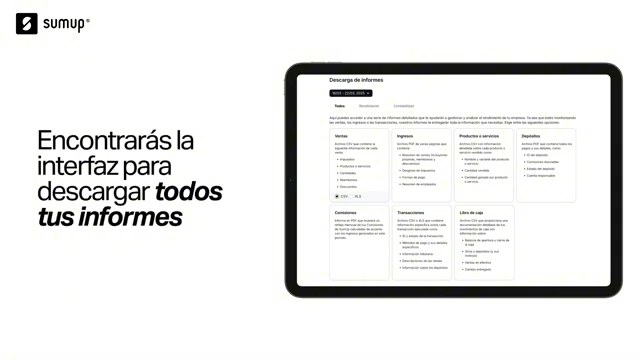 Interfaz principal con todas las categorías de informes disponibles