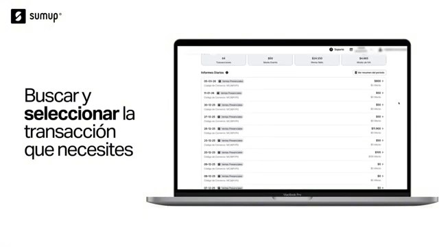 Lista de transacciones e informes diarios disponibles