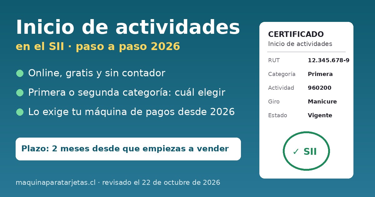 Inicio de actividades en el SII paso a paso 2026: online, gratis, primera o segunda categoría y requisito para máquinas de pago